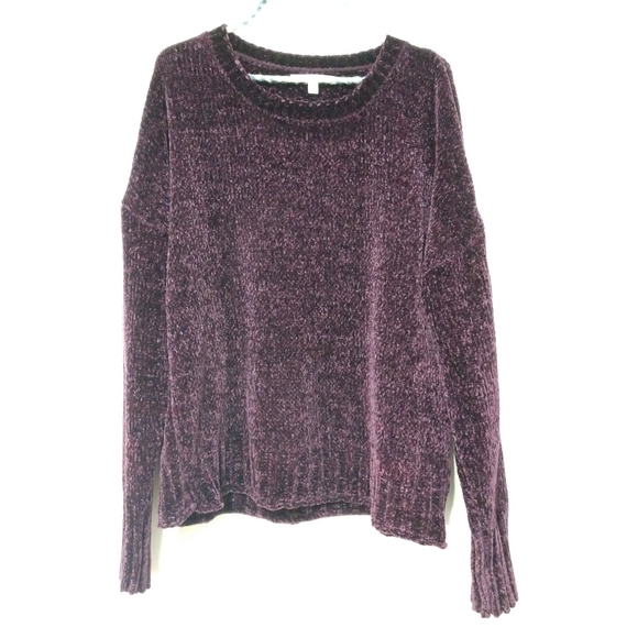 Seven7 Sweaters - Seven7 Crushed Velvet Purple Sweater Size Large